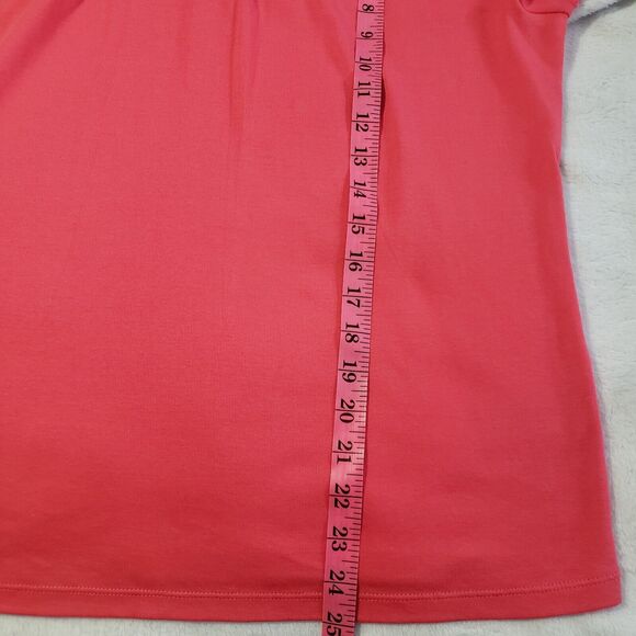 Rafaella Short Sleeve Blouse Women's Large Petite Coral Pleated Neckline Top - Picture 11 of 11